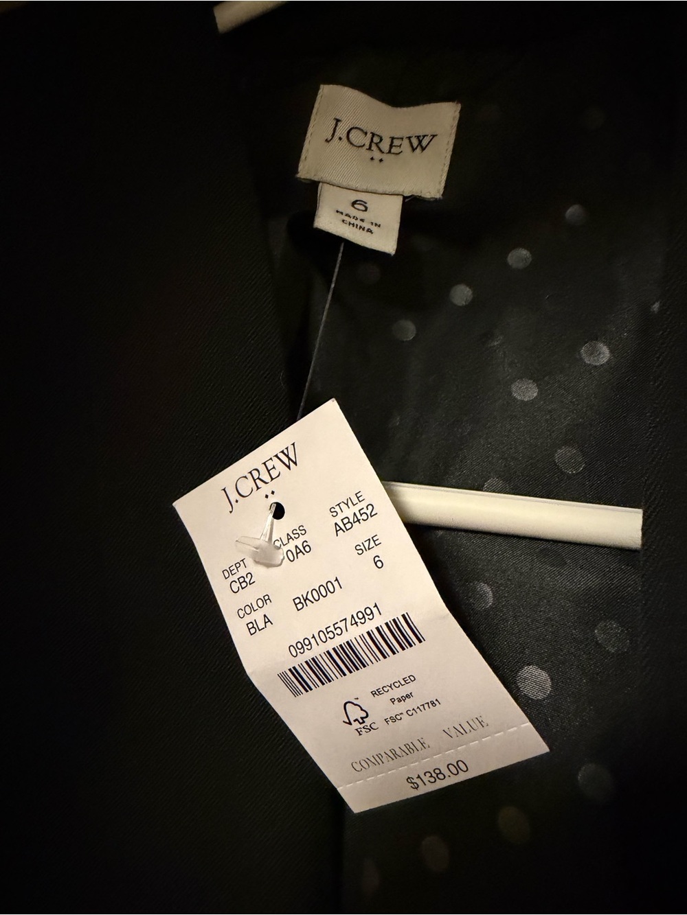 J. Crew Factory Broadway Blazer – Black – Size 6 – NWT - Picture 8 of 10